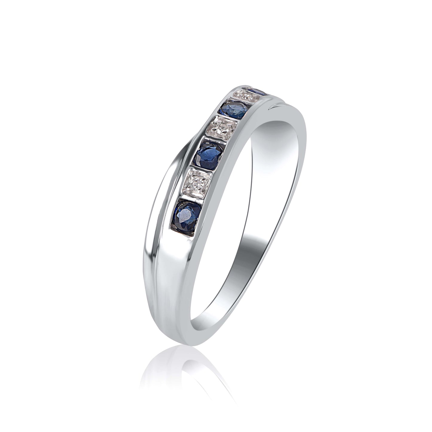 Blue Sapphire Crisscross Ring in 10KT Gold