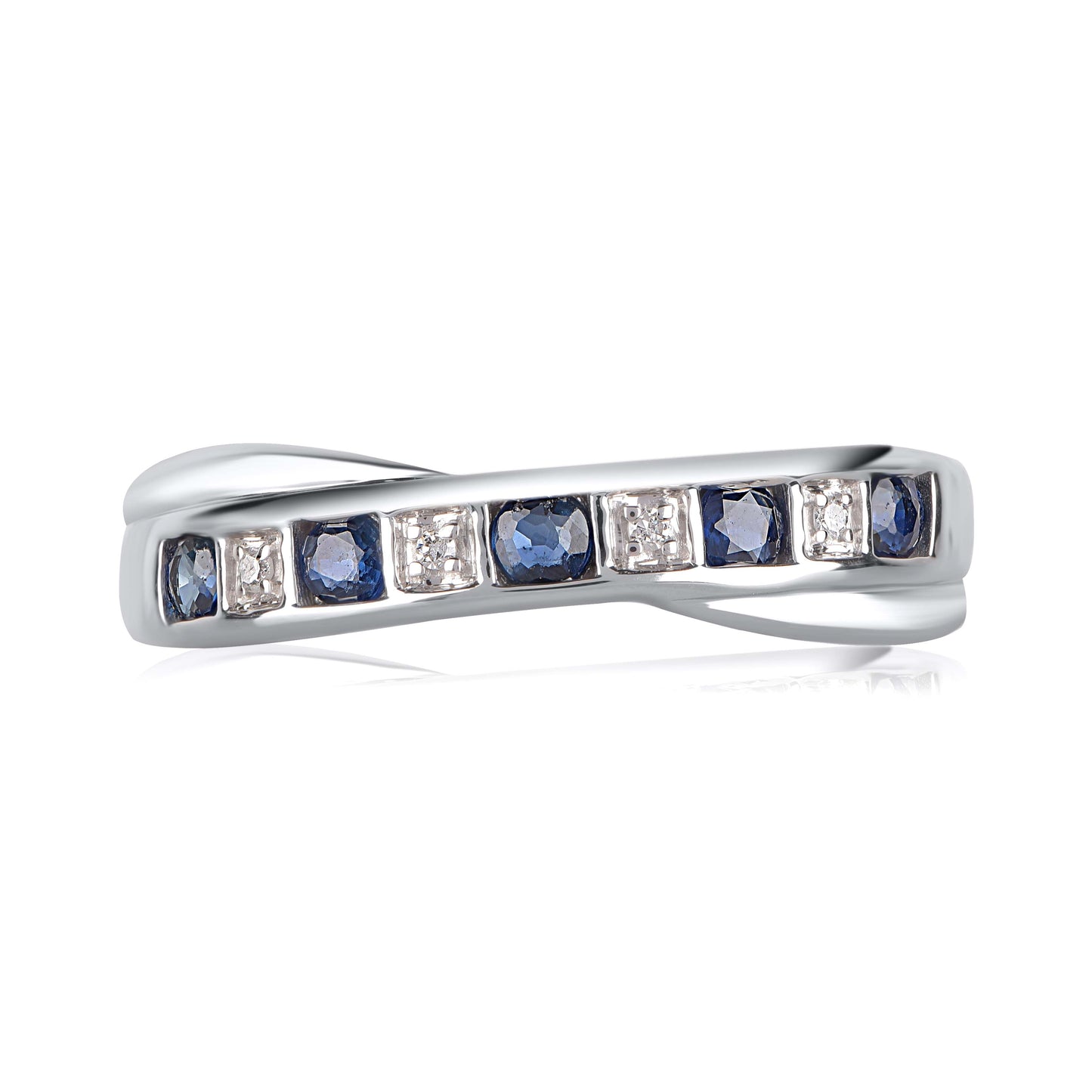 Blue Sapphire Crisscross Ring in 10KT Gold
