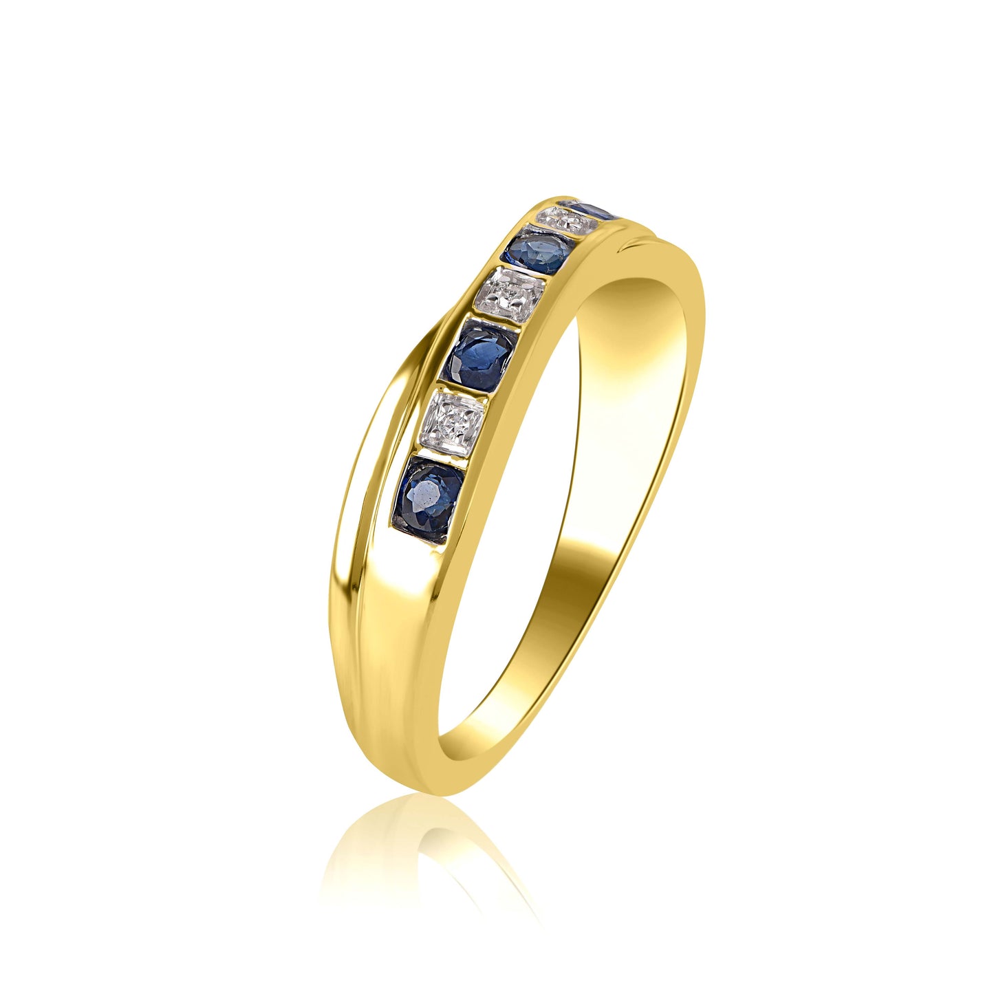 Blue Sapphire Crisscross Ring in 10KT Gold