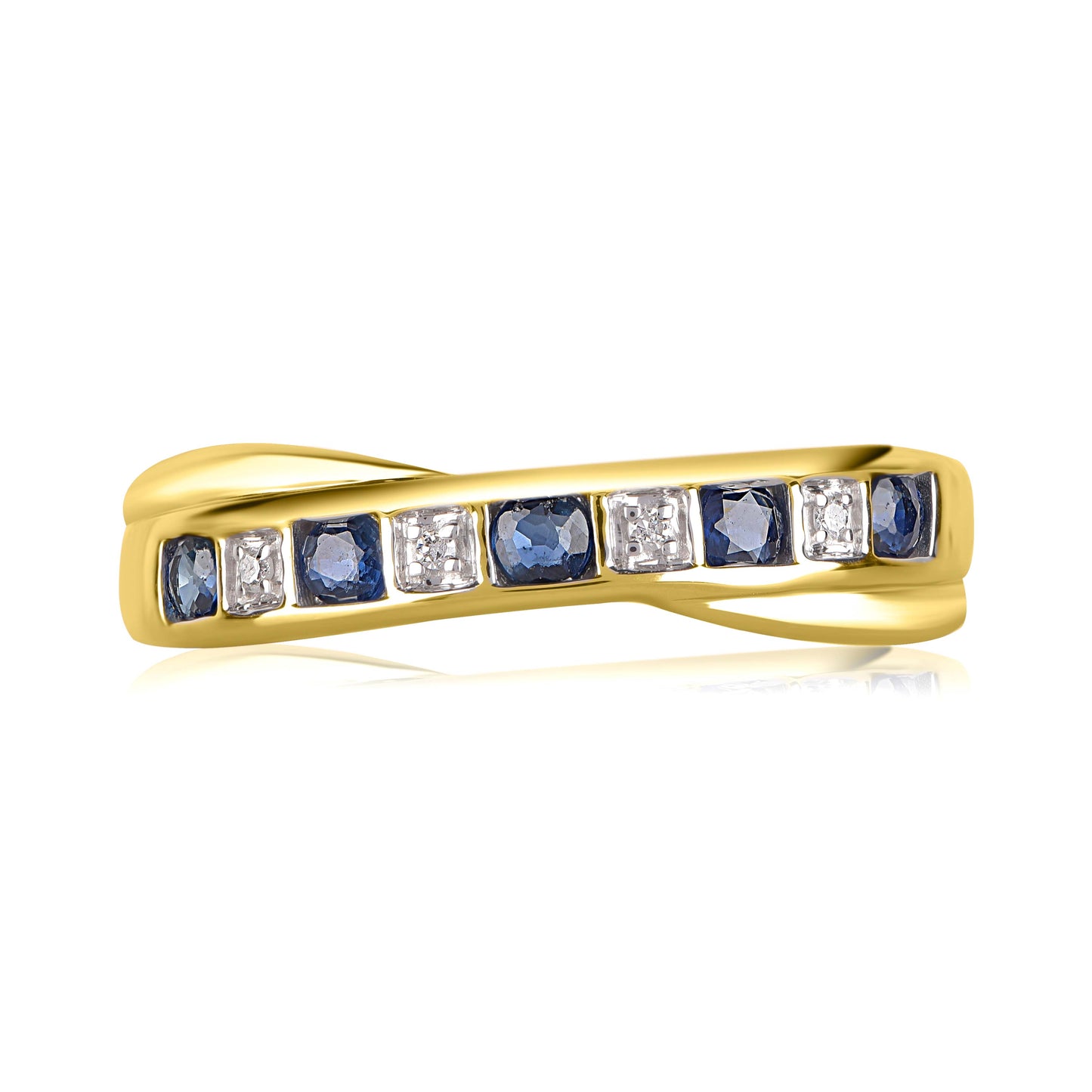 Blue Sapphire Crisscross Ring in 10KT Gold