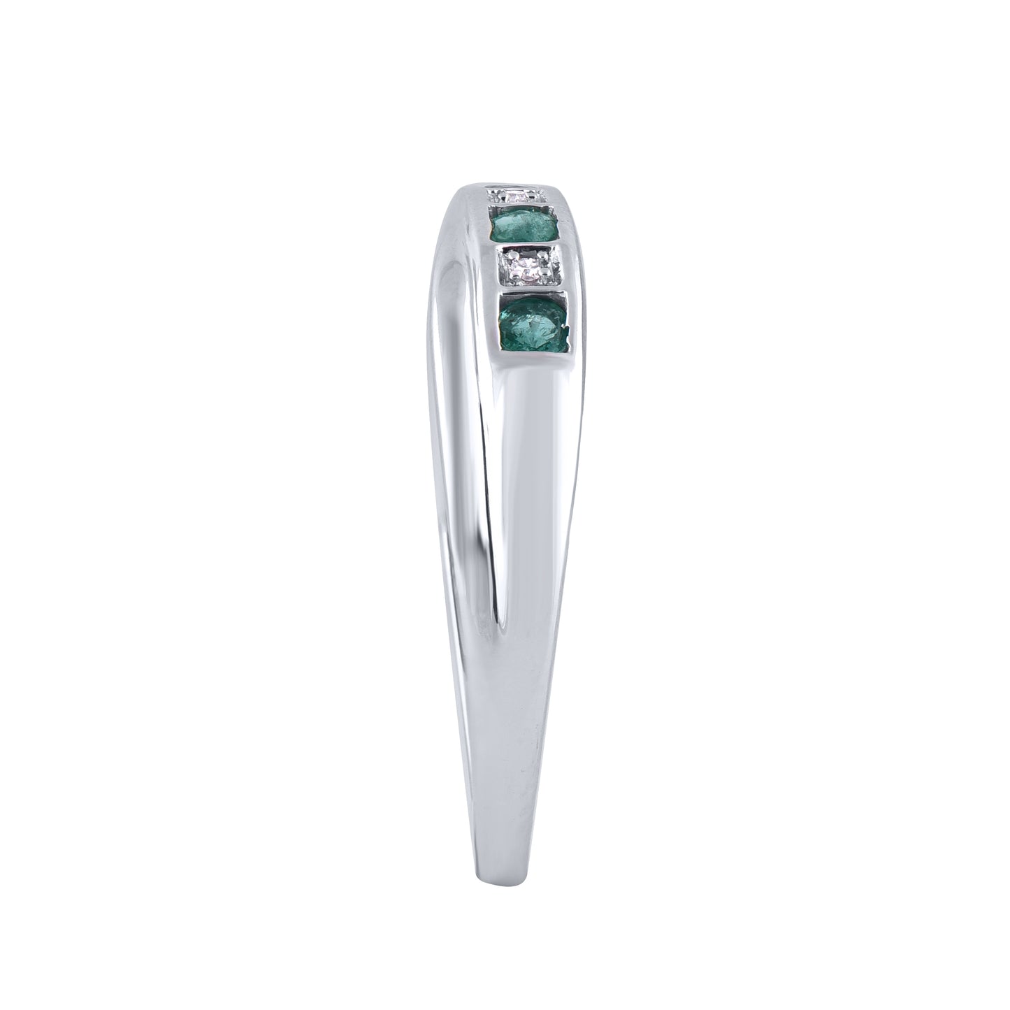 Diamond and Green Sapphire Criss-cross Ring in 10K Gold