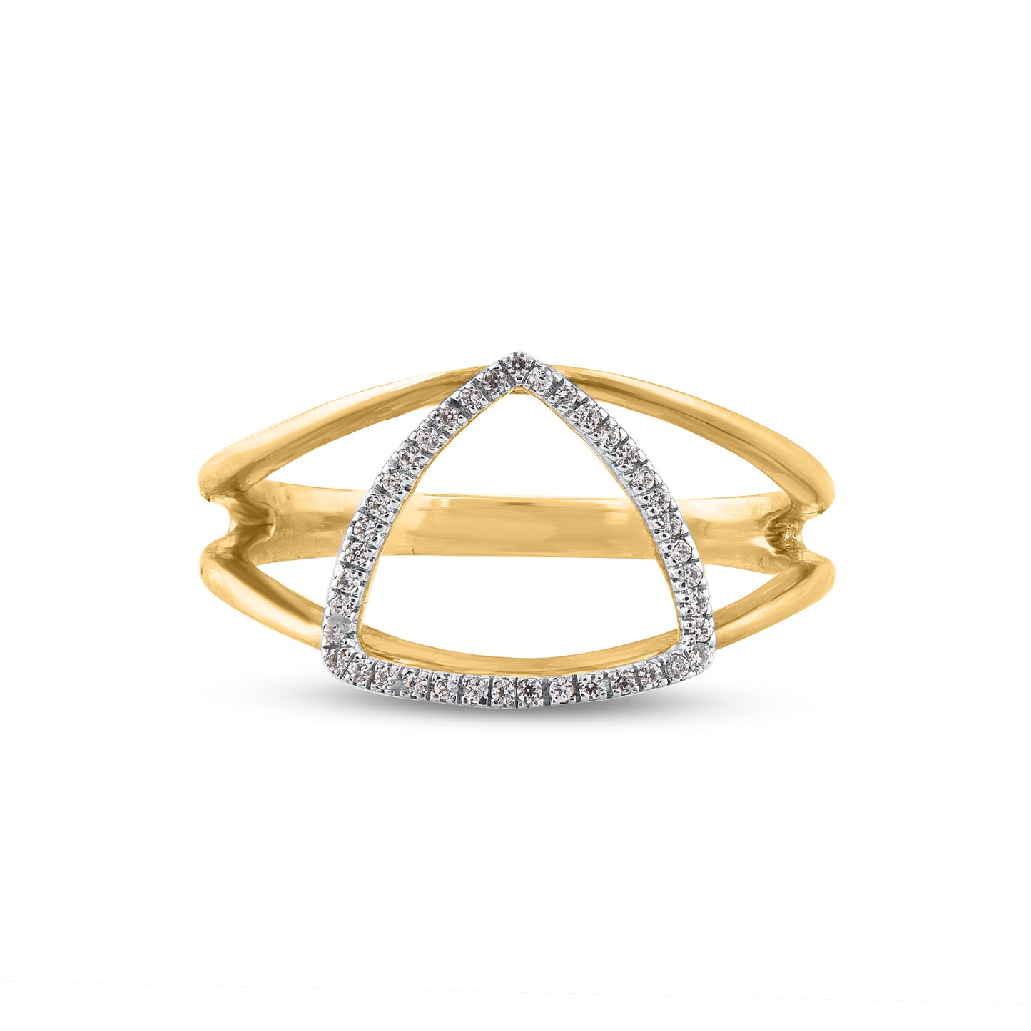 Geometric Triangle Shape Ring in Gold Plated 925 Sterling Silver