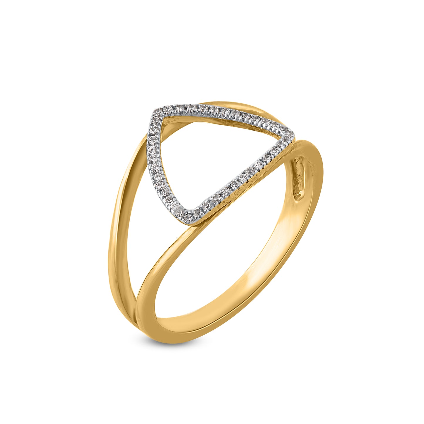 Geometric Triangle Shape Ring in Gold Plated 925 Sterling Silver