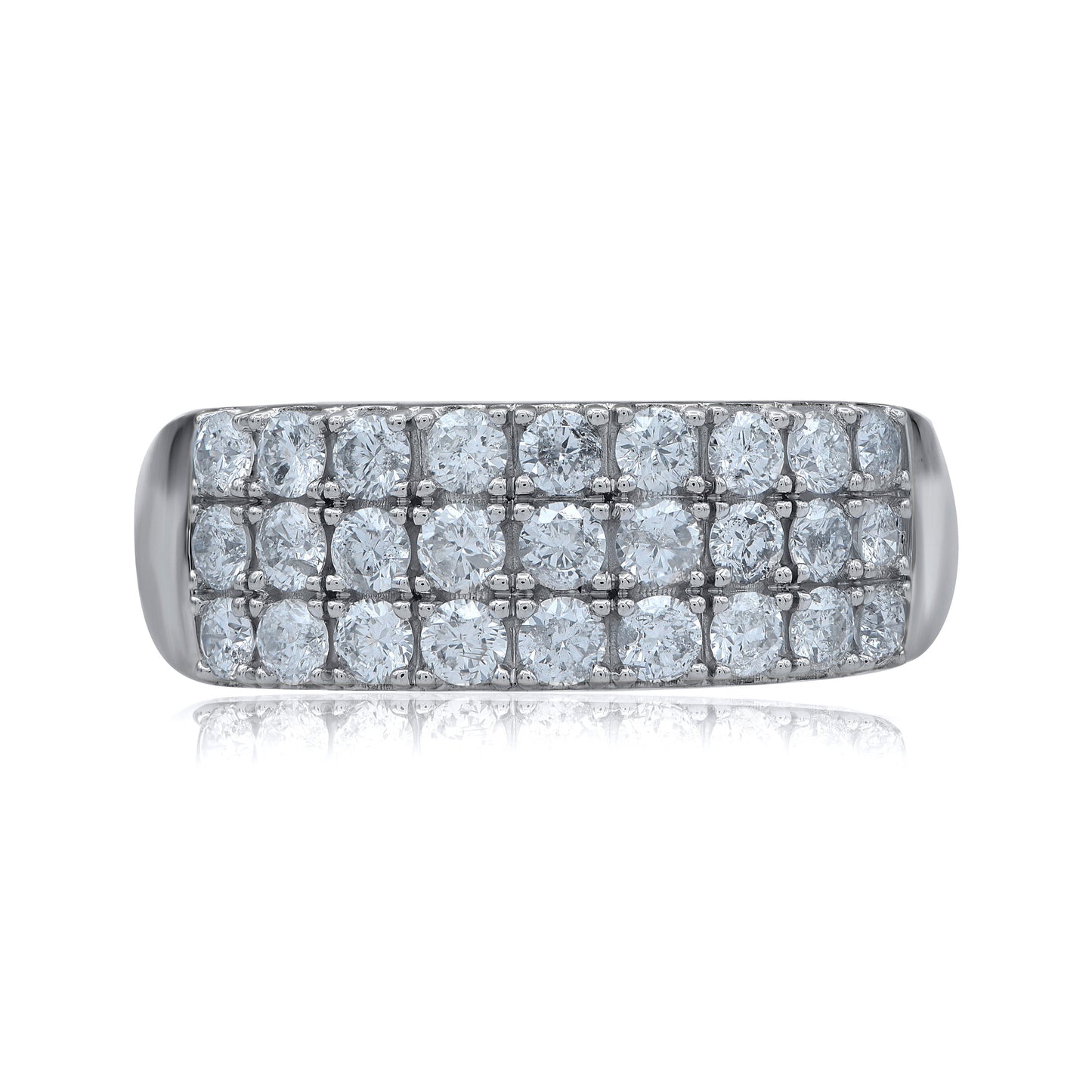 Three Row Wedding Band in 14K Gold