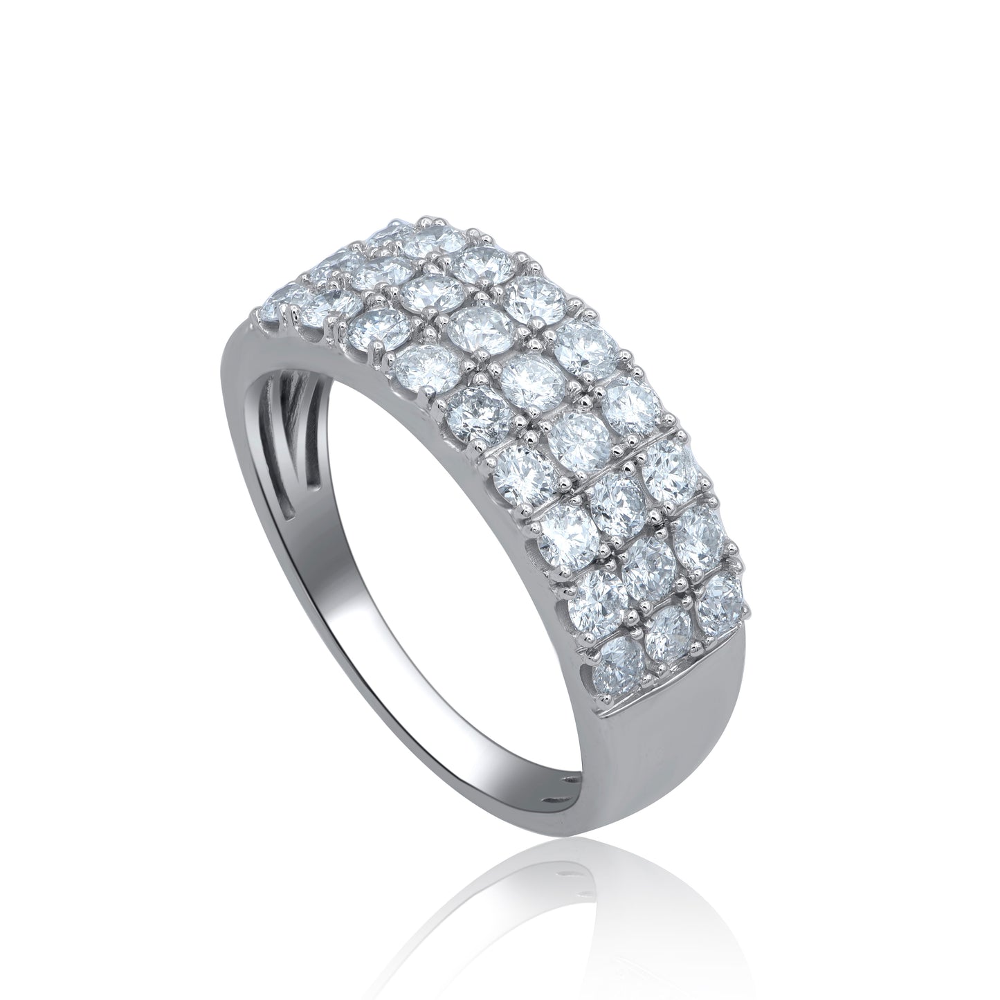 Three Row Wedding Band in 14K Gold