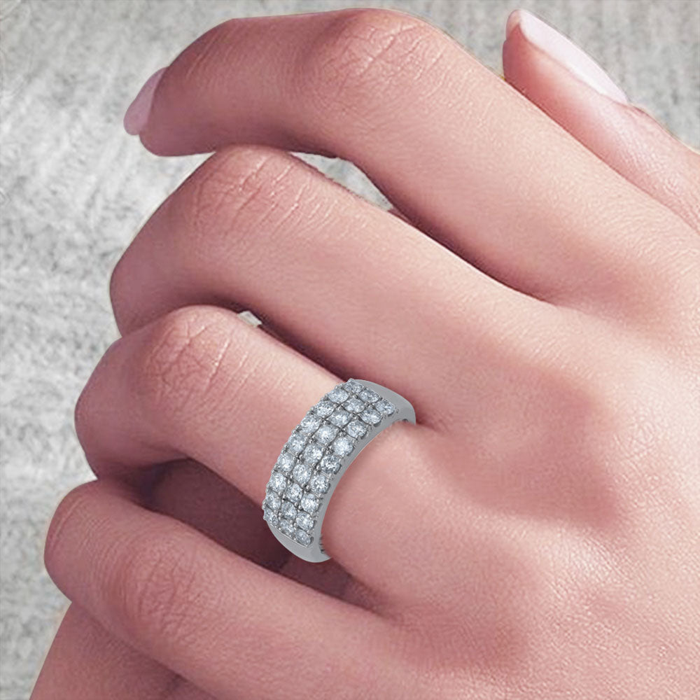 Three Row Wedding Band in 14K Gold