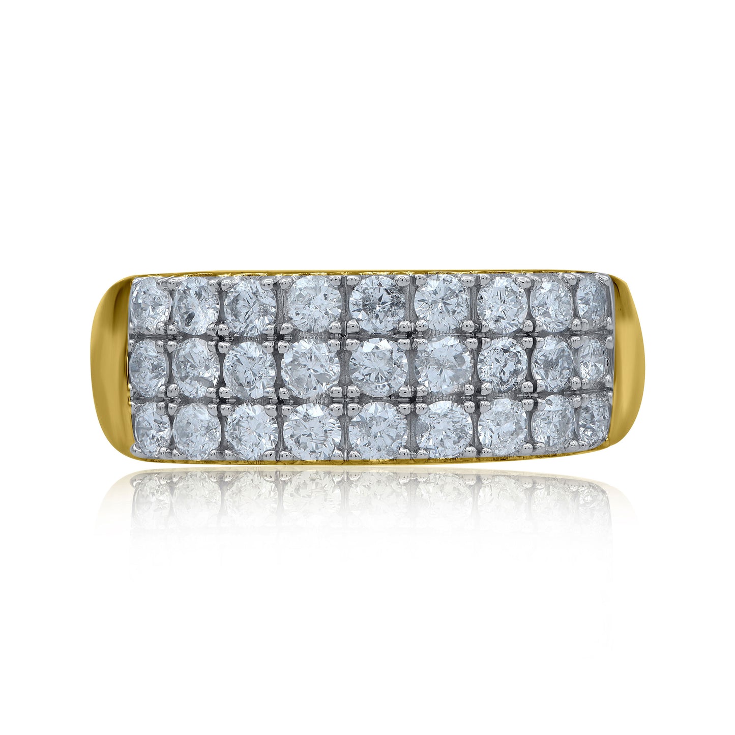 Three Row Wedding Band in 14K Gold