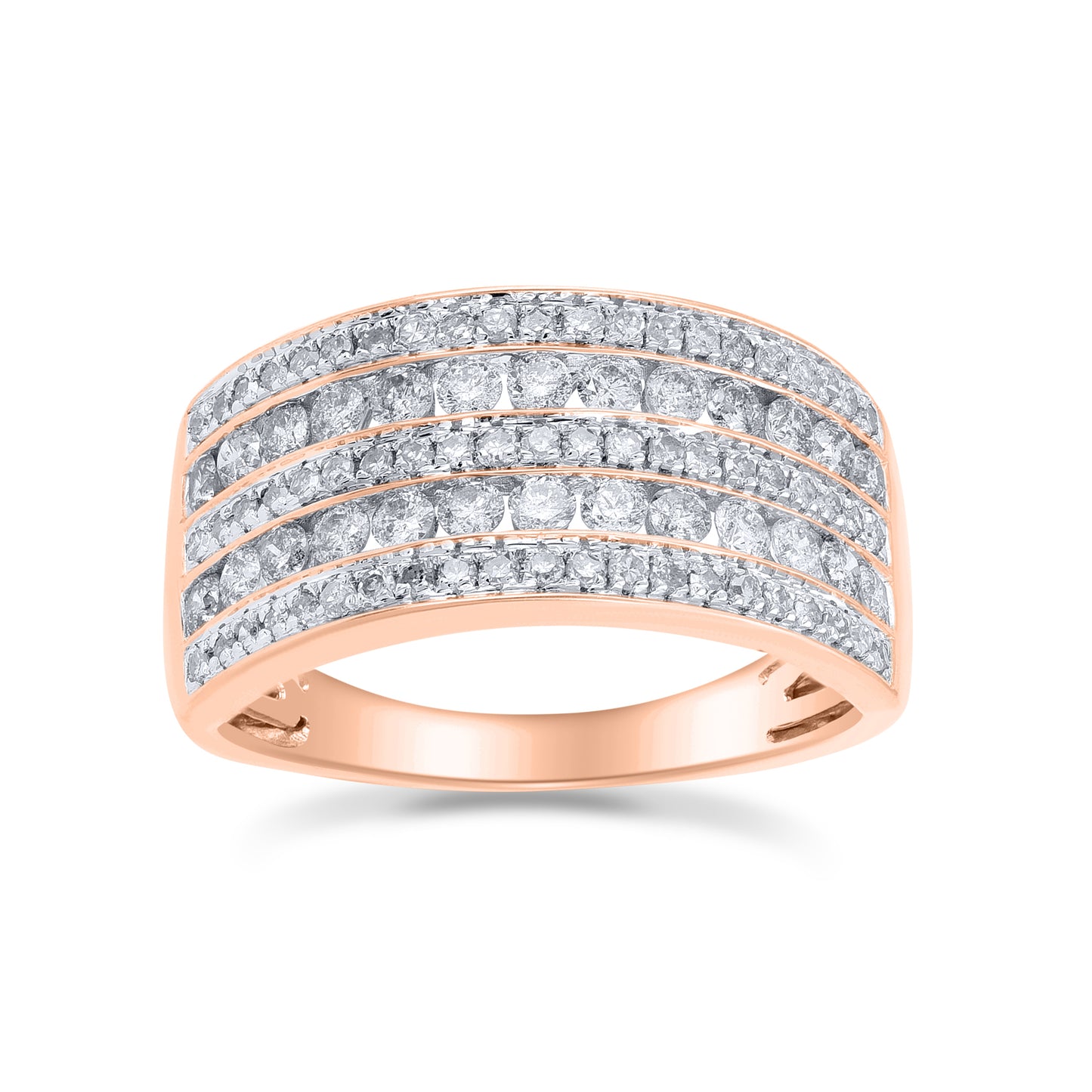 1.00 Carat Diamond Band Ring in 14KT Gold – Multi-Row Sparkle
