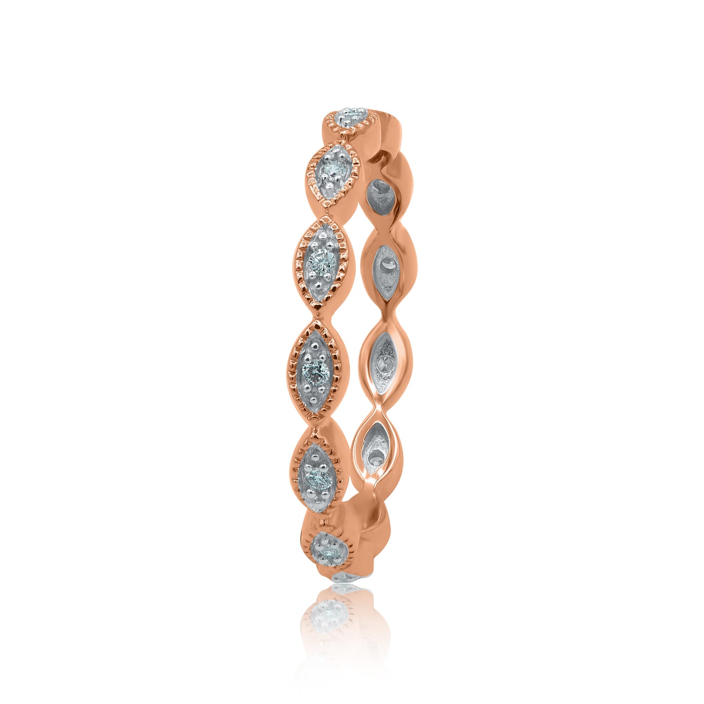 Milgrain Eternity Stackable Wedding Band Ring in 10K Gold