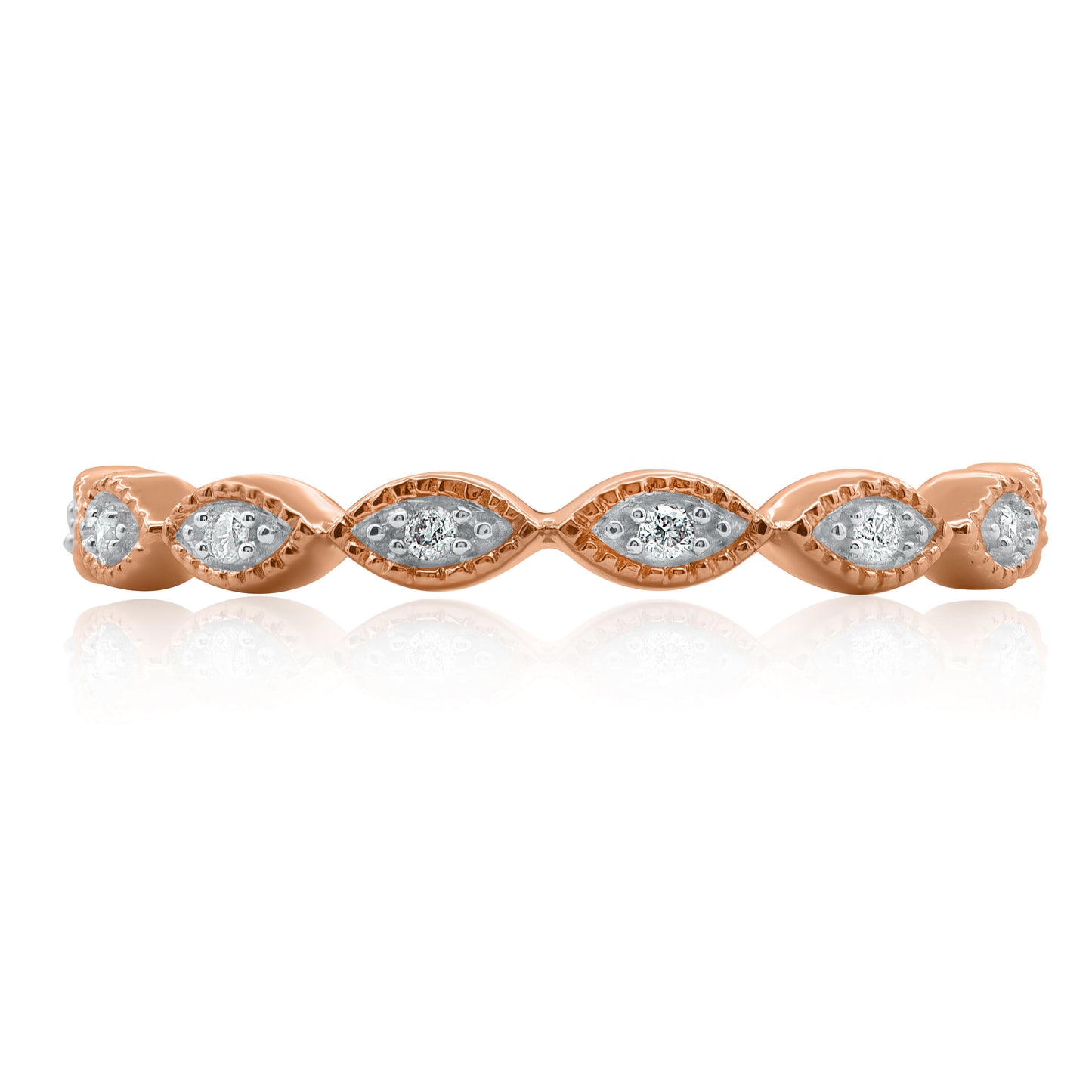 Milgrain Eternity Stackable Wedding Band Ring in 10K Gold