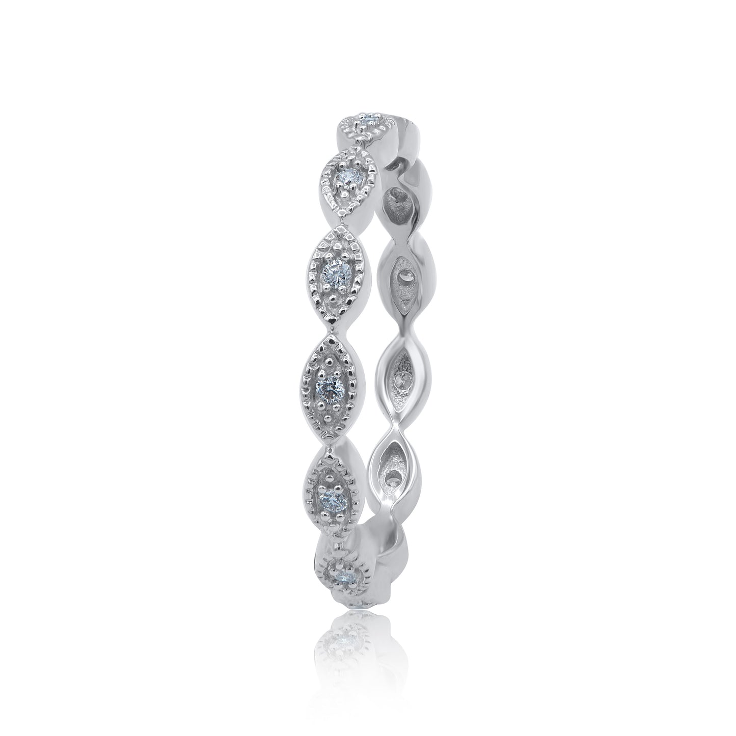 Milgrain Eternity Stackable Wedding Band Ring in 10K Gold