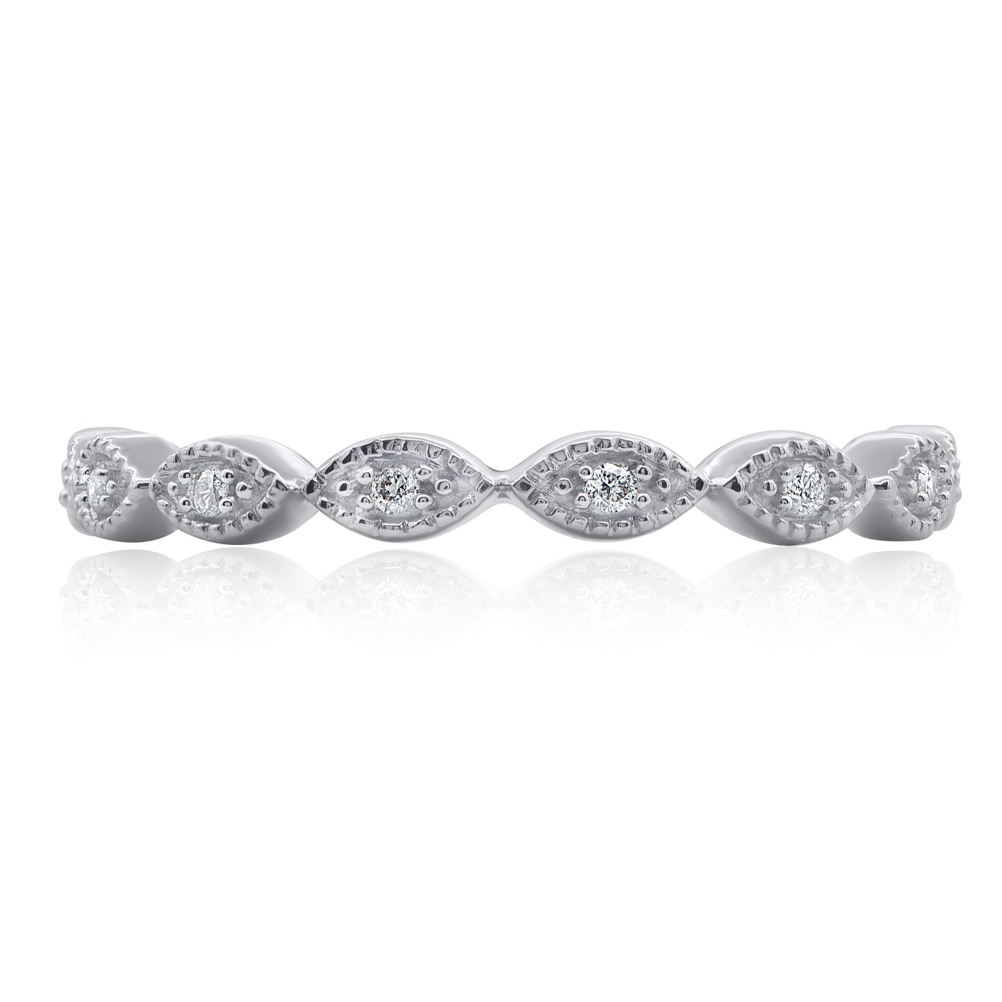 Milgrain Eternity Stackable Wedding Band Ring in 10K Gold