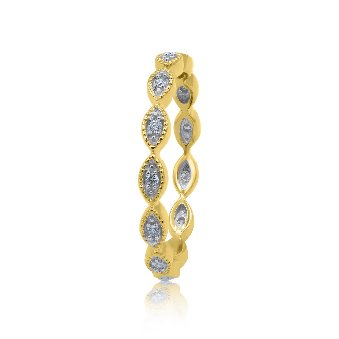 Milgrain Eternity Stackable Wedding Band Ring in 10K Gold