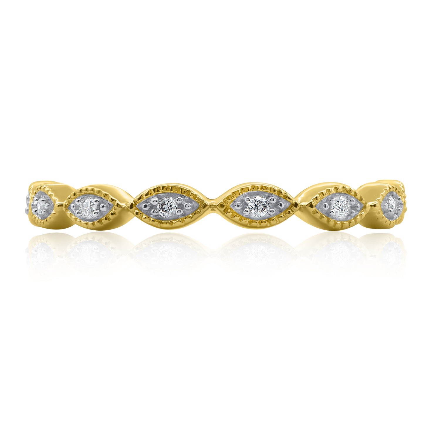 Milgrain Eternity Stackable Wedding Band Ring in 10K Gold