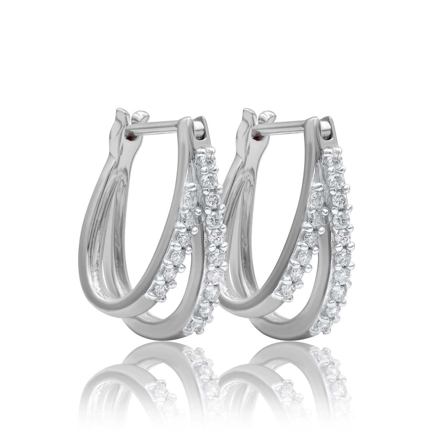 Two Line Huggie Hoop Earrings in 10KT Gold