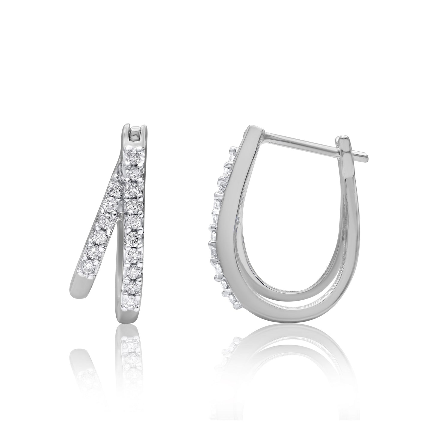 Two Line Huggie Hoop Earrings in 10KT Gold