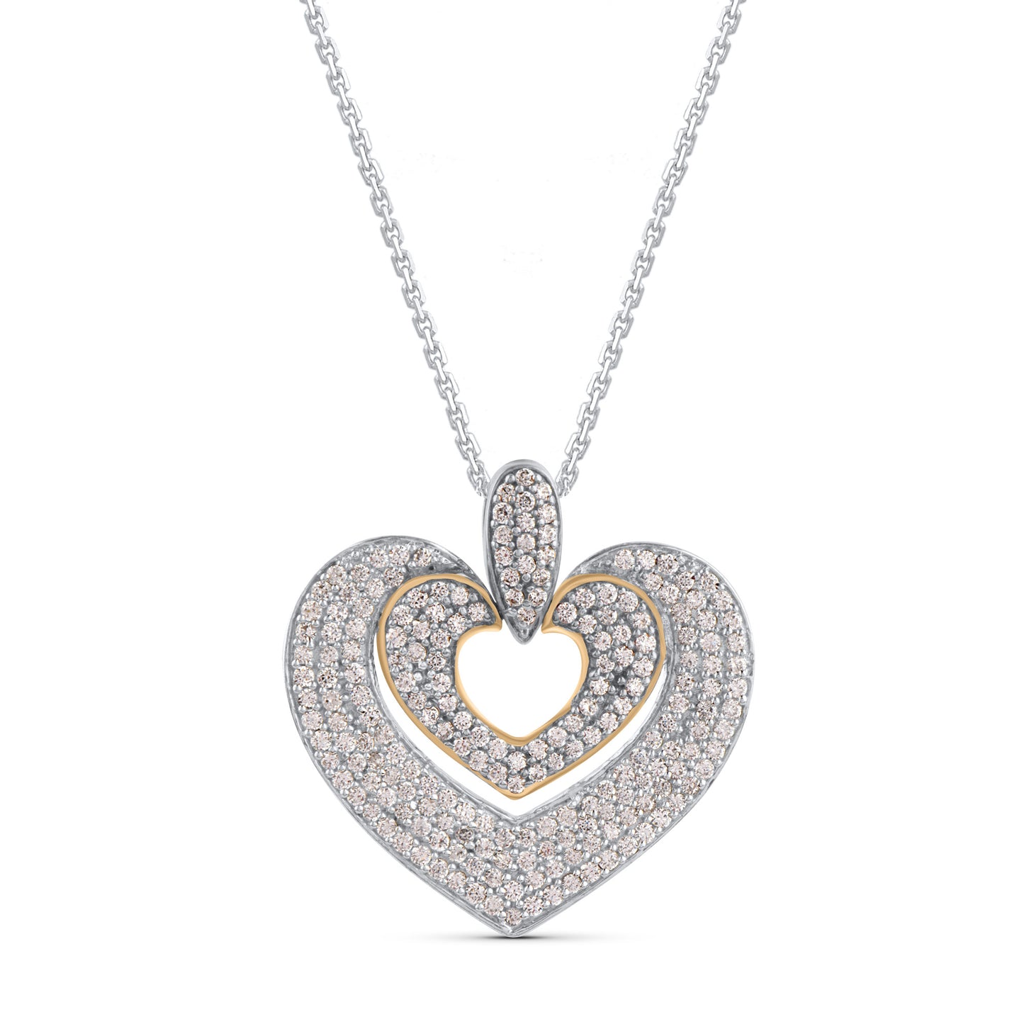 Double Heart Pendant Necklace in 14KT Gold