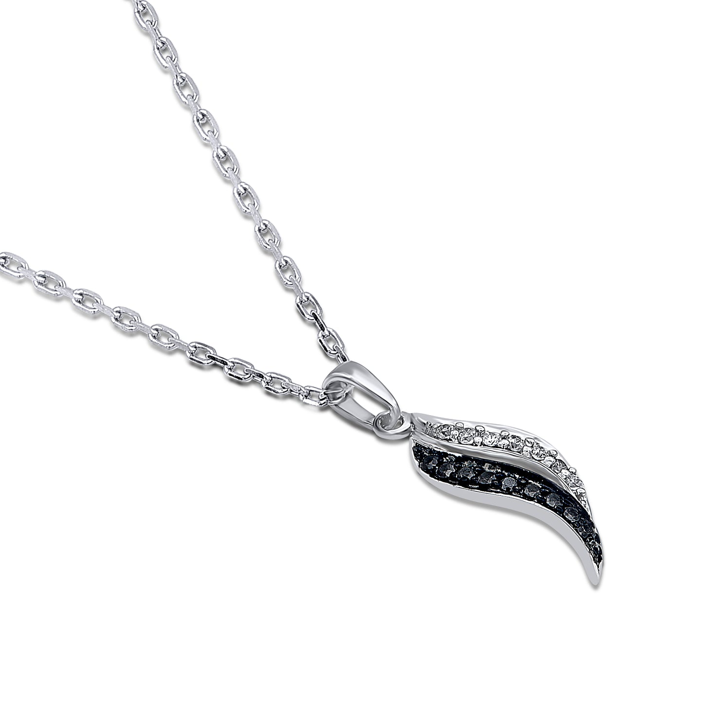 Black Diamond Leaf Pendant Necklace in 10KT Gold