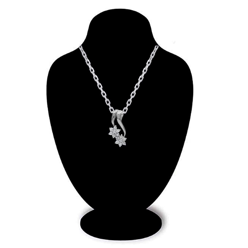 Cluster Flower Pendant Necklace in 10K White Gold