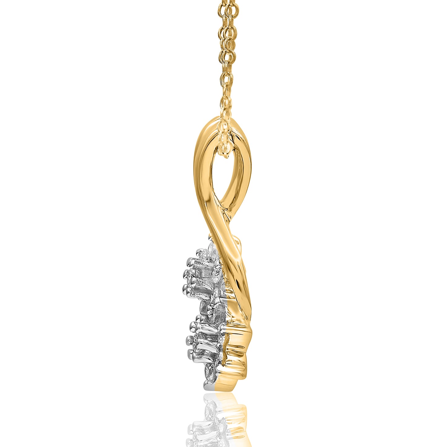 Cluster Flower Pendant Necklace in 10K White Gold