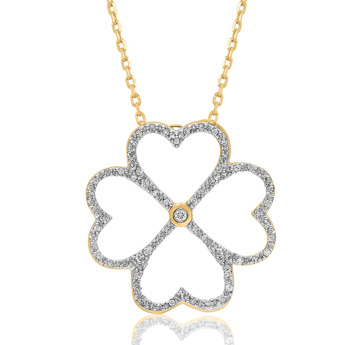 Clover Flower Necklace Pendant in 10K Gold
