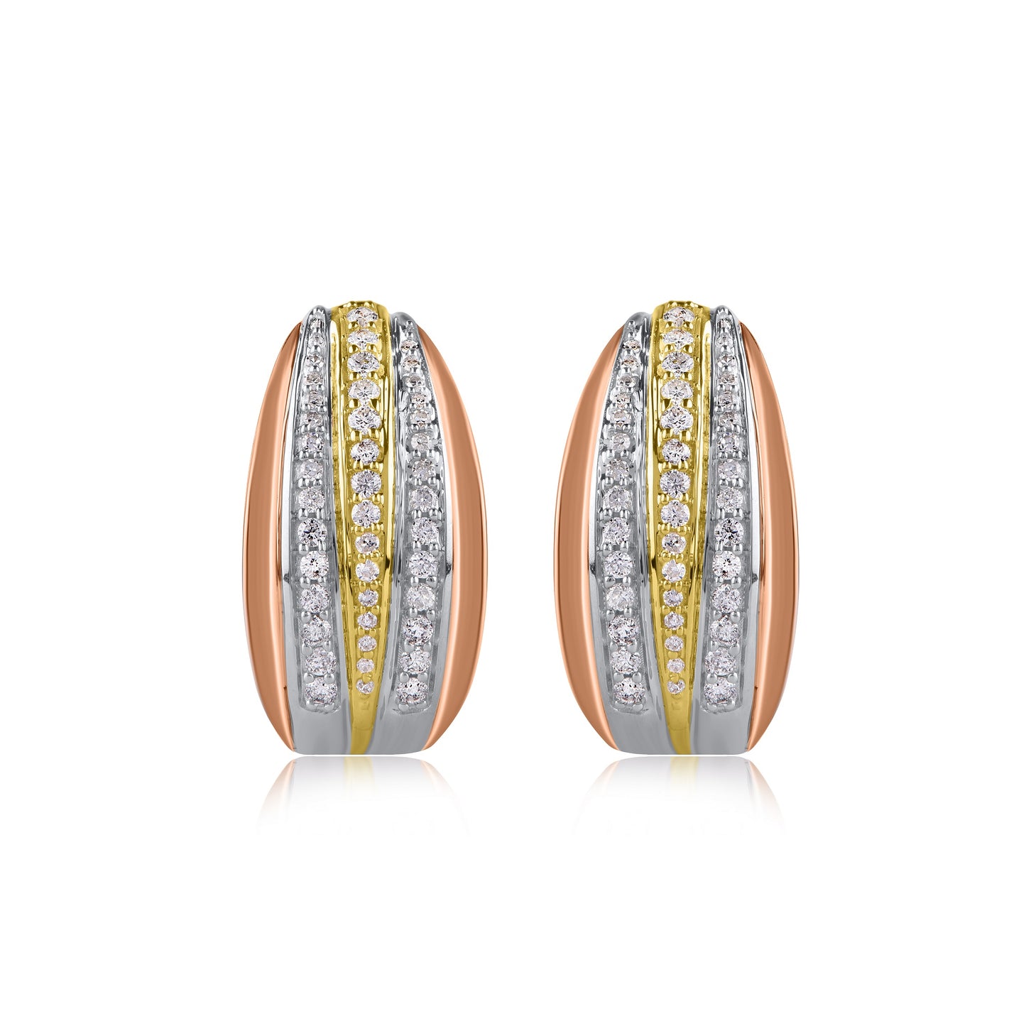Multi-Tone Huggie Hoop Earrings in 10KT Gold