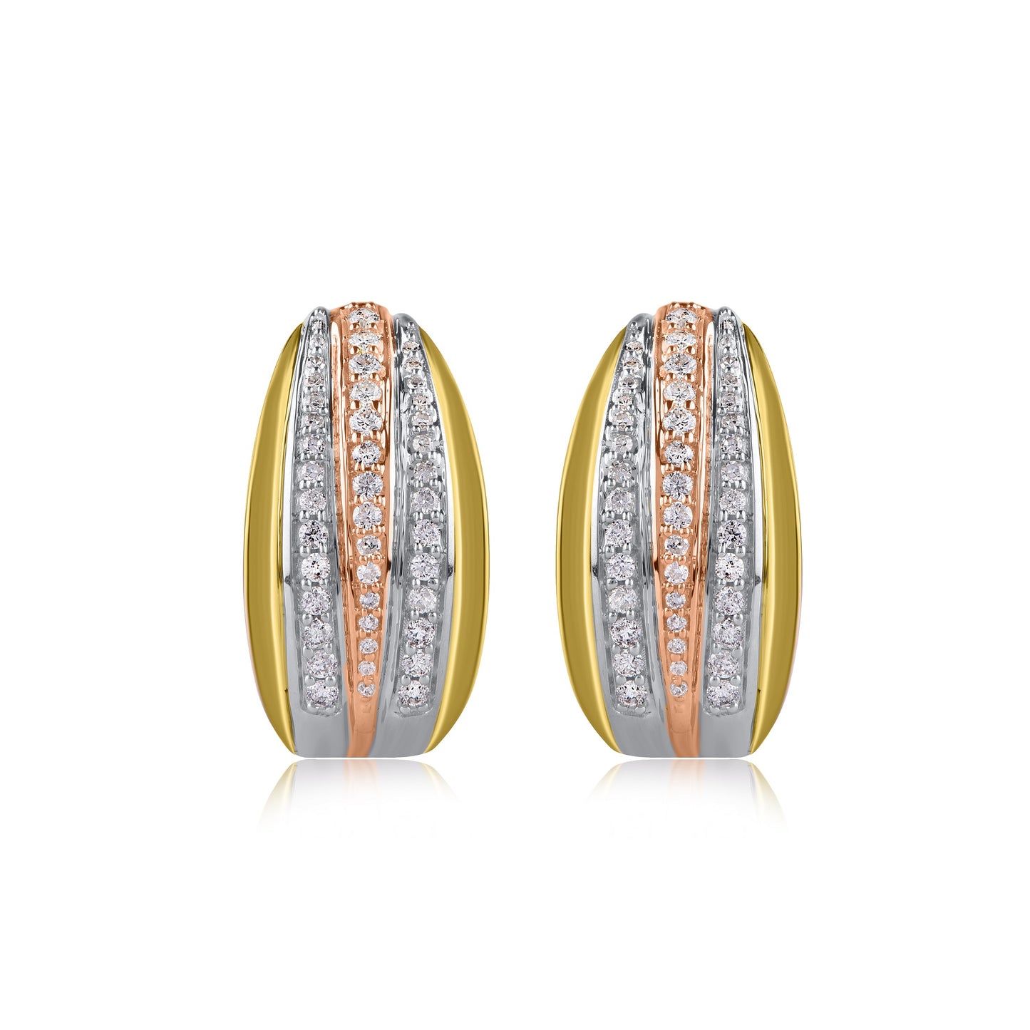 Multi-Tone Huggie Hoop Earrings in 10KT Gold