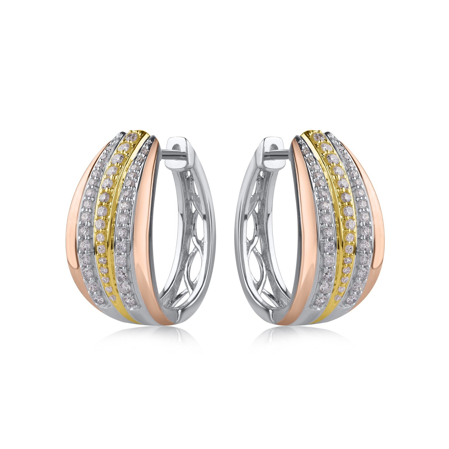 Multi-Tone Huggie Hoop Earrings in 10KT Gold
