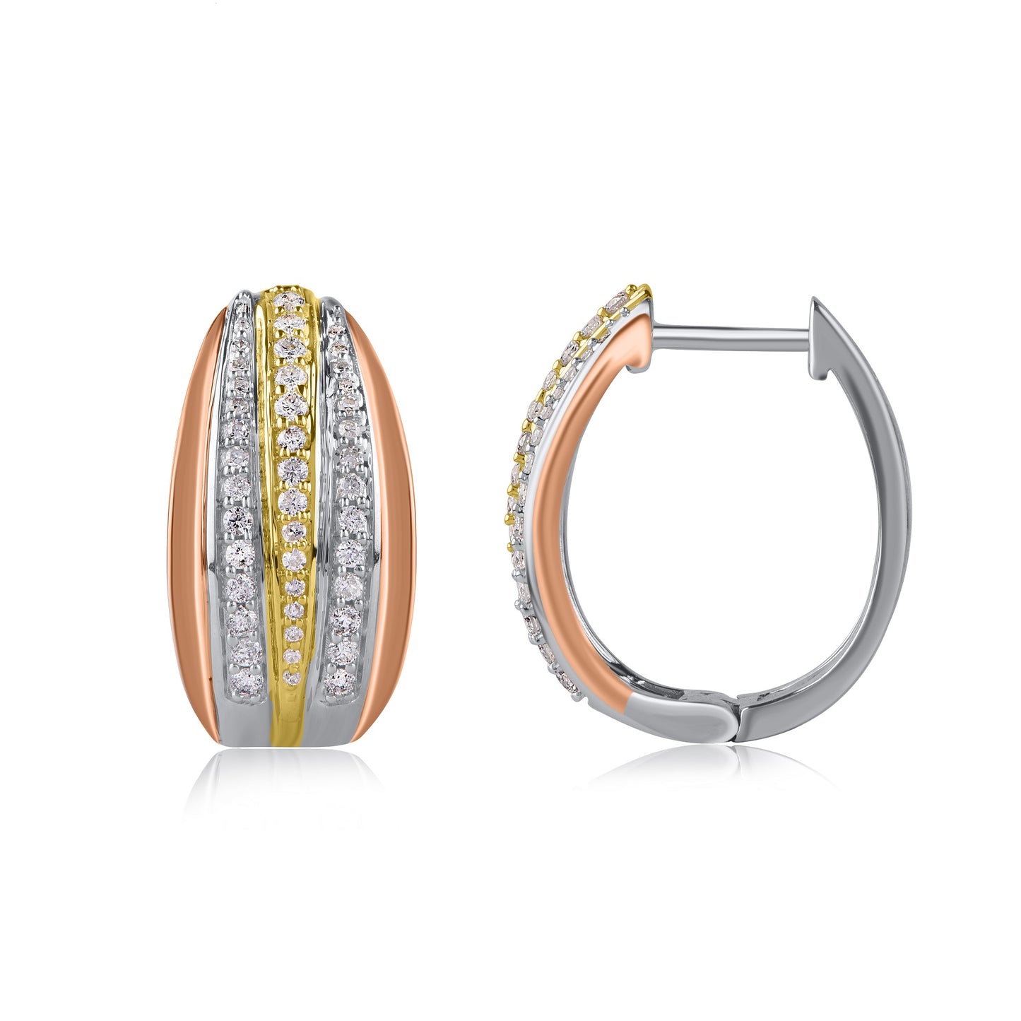 Multi-Tone Huggie Hoop Earrings in 10KT Gold