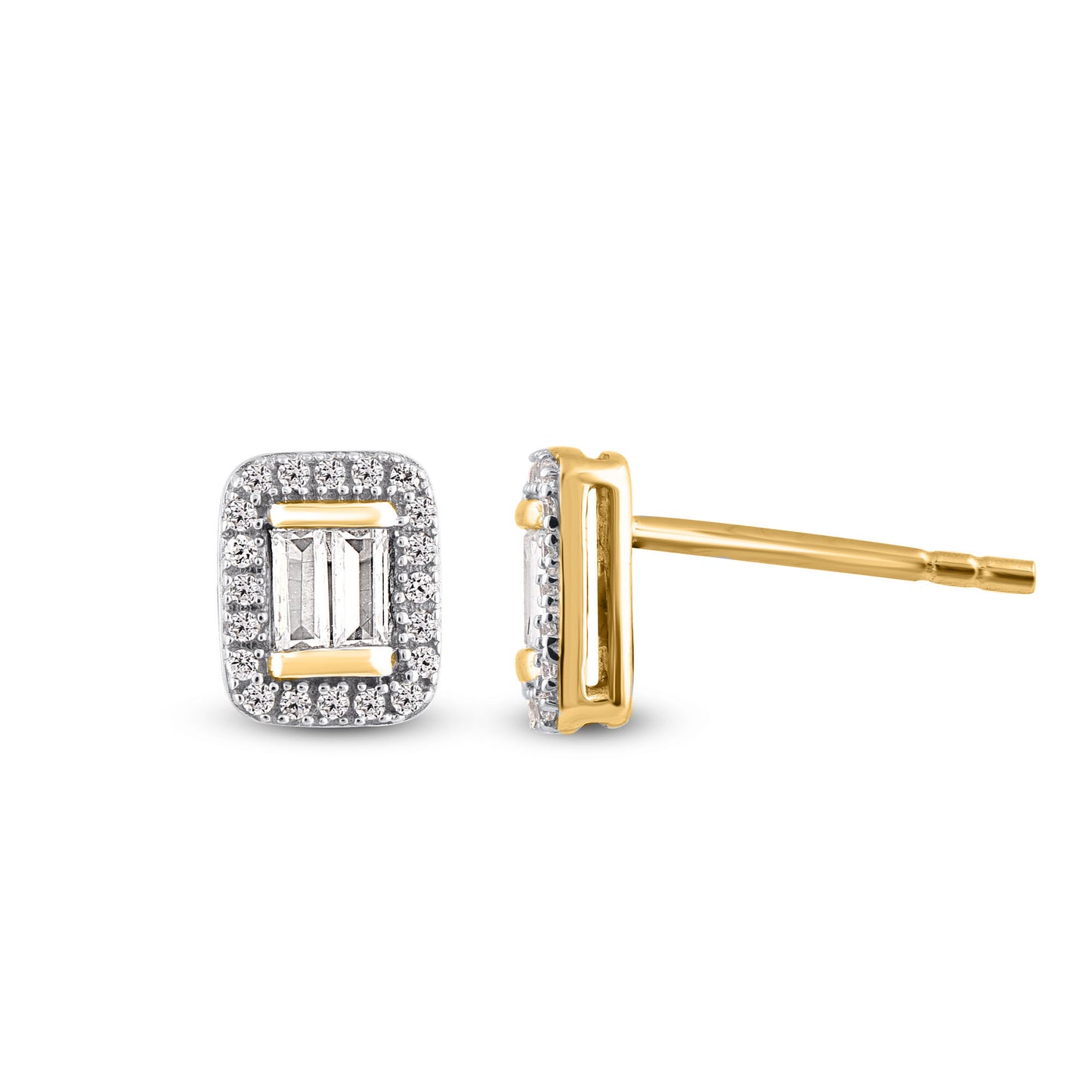 Diamond Halo Stud Earrings in 10K Gold