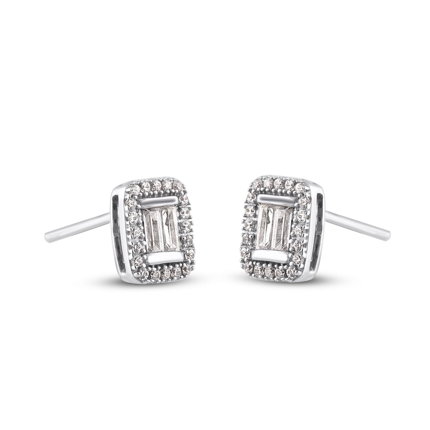 Diamond Halo Stud Earrings in 10K Gold
