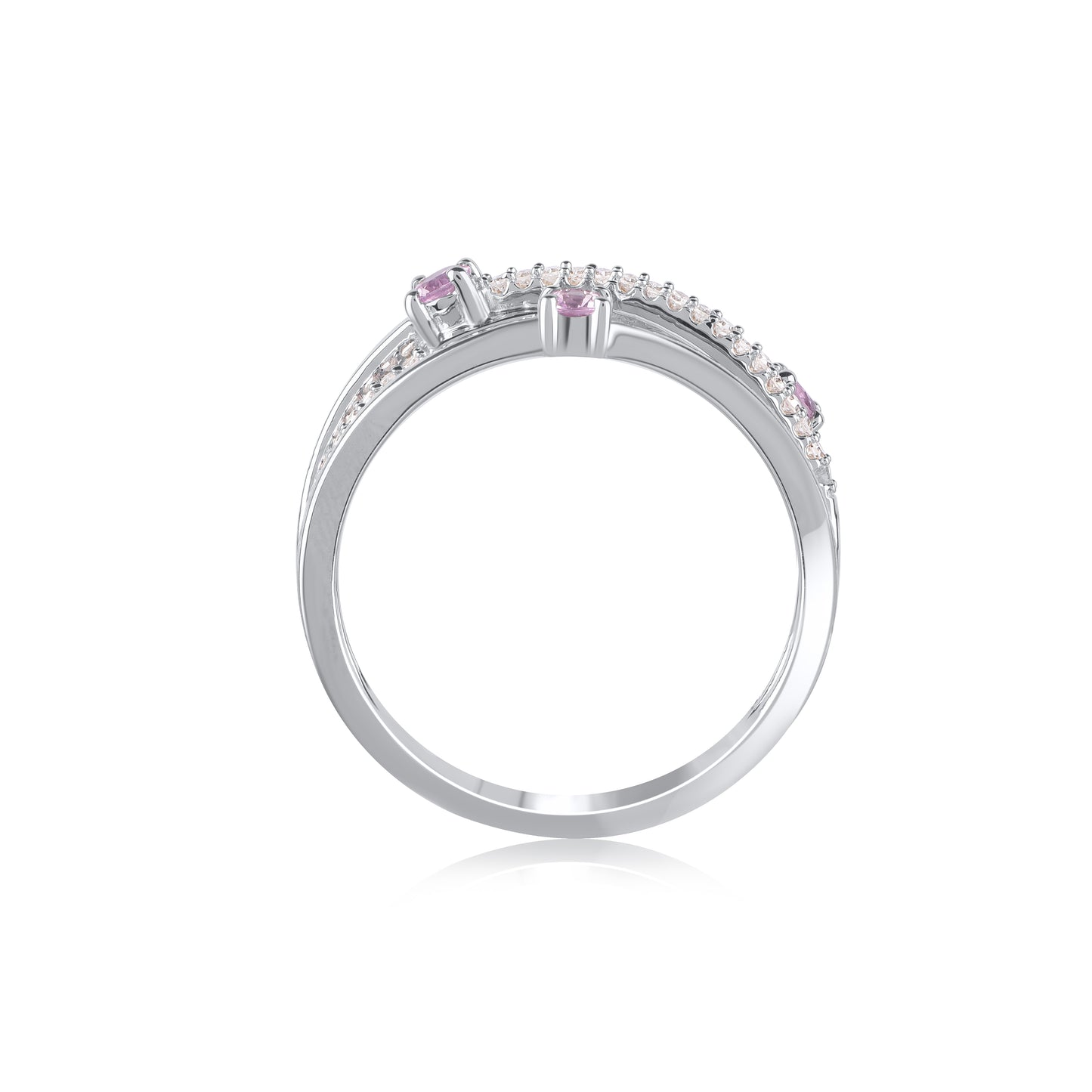 Pink Sapphire Crisscross Ring in 10K Gold