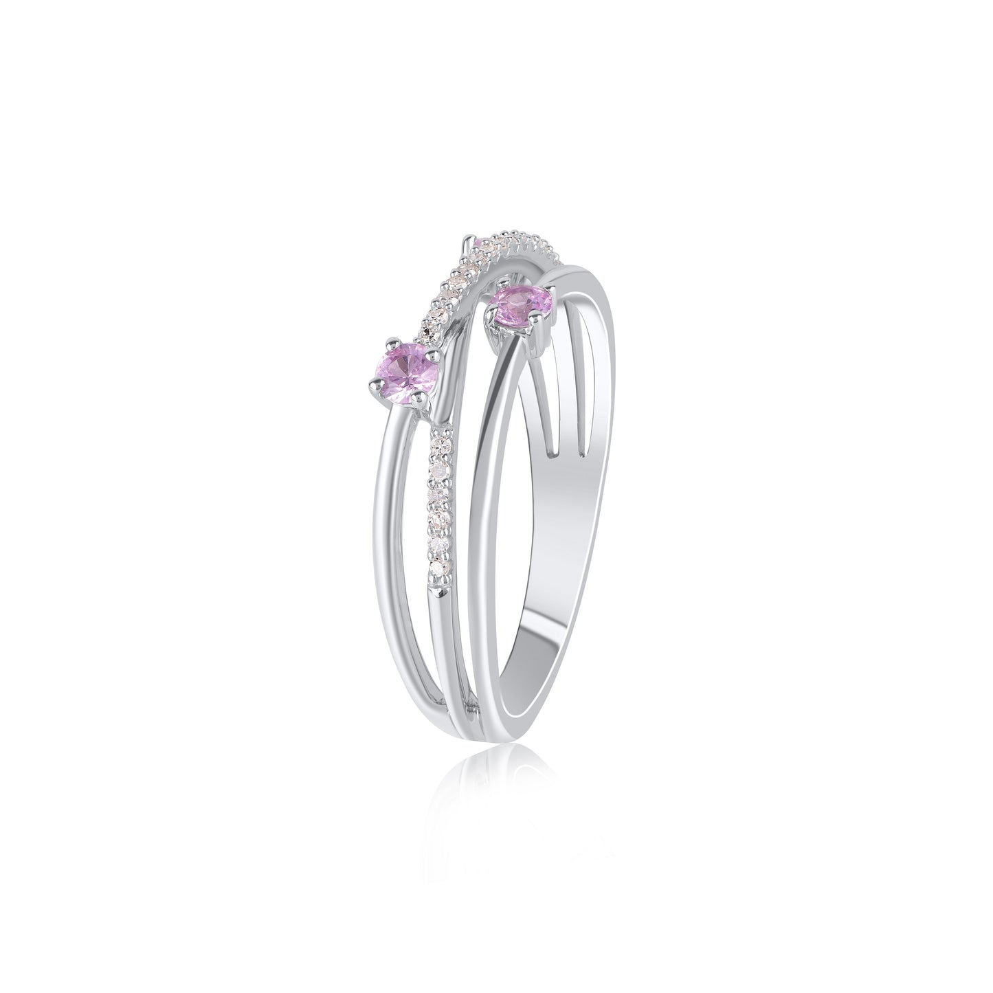 Pink Sapphire Crisscross Ring in 10K Gold