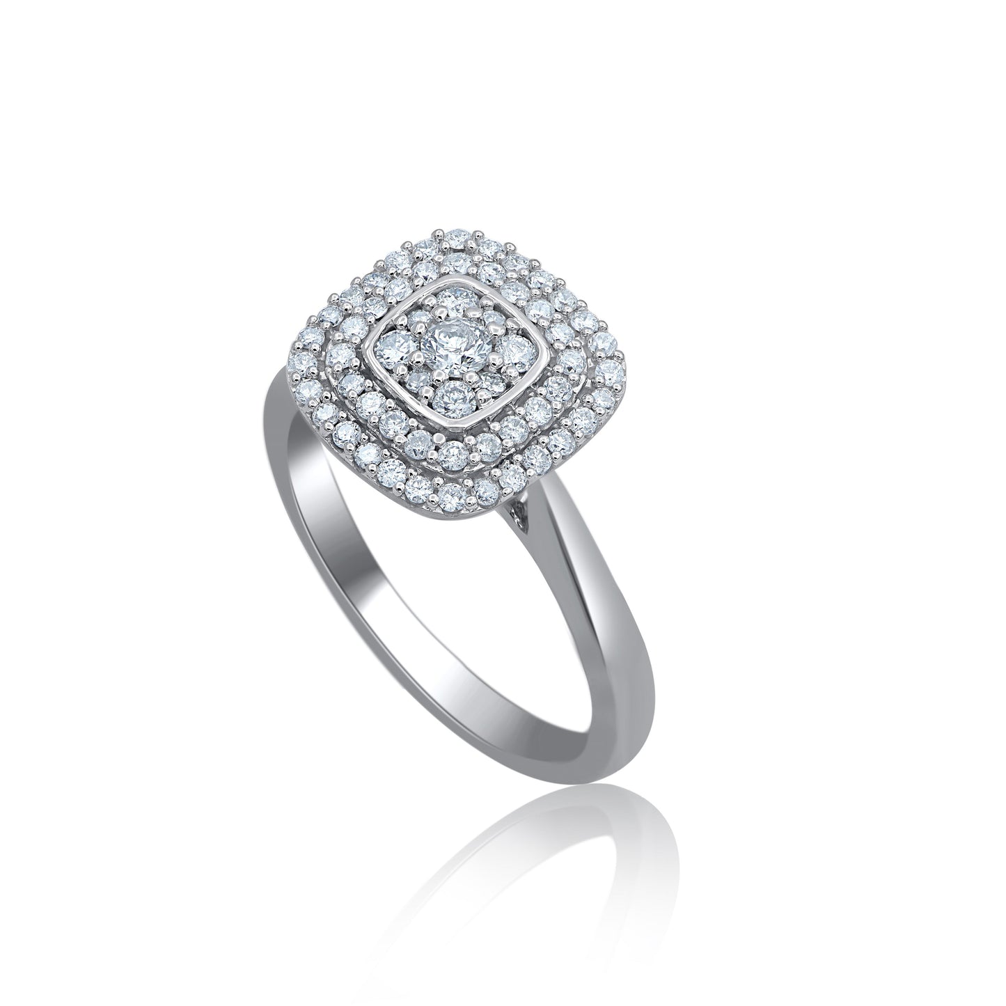 Cushion Shaped Cluster Halo Wedding Ring in 10KT Gold