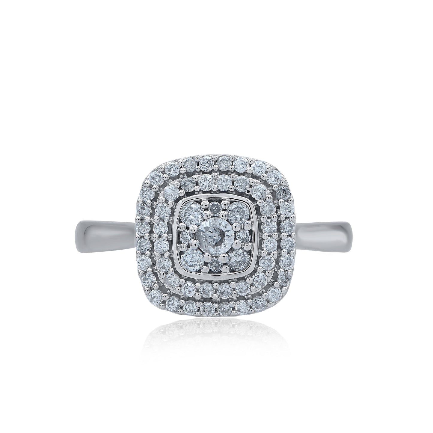 Cushion Shaped Cluster Halo Wedding Ring in 10KT Gold