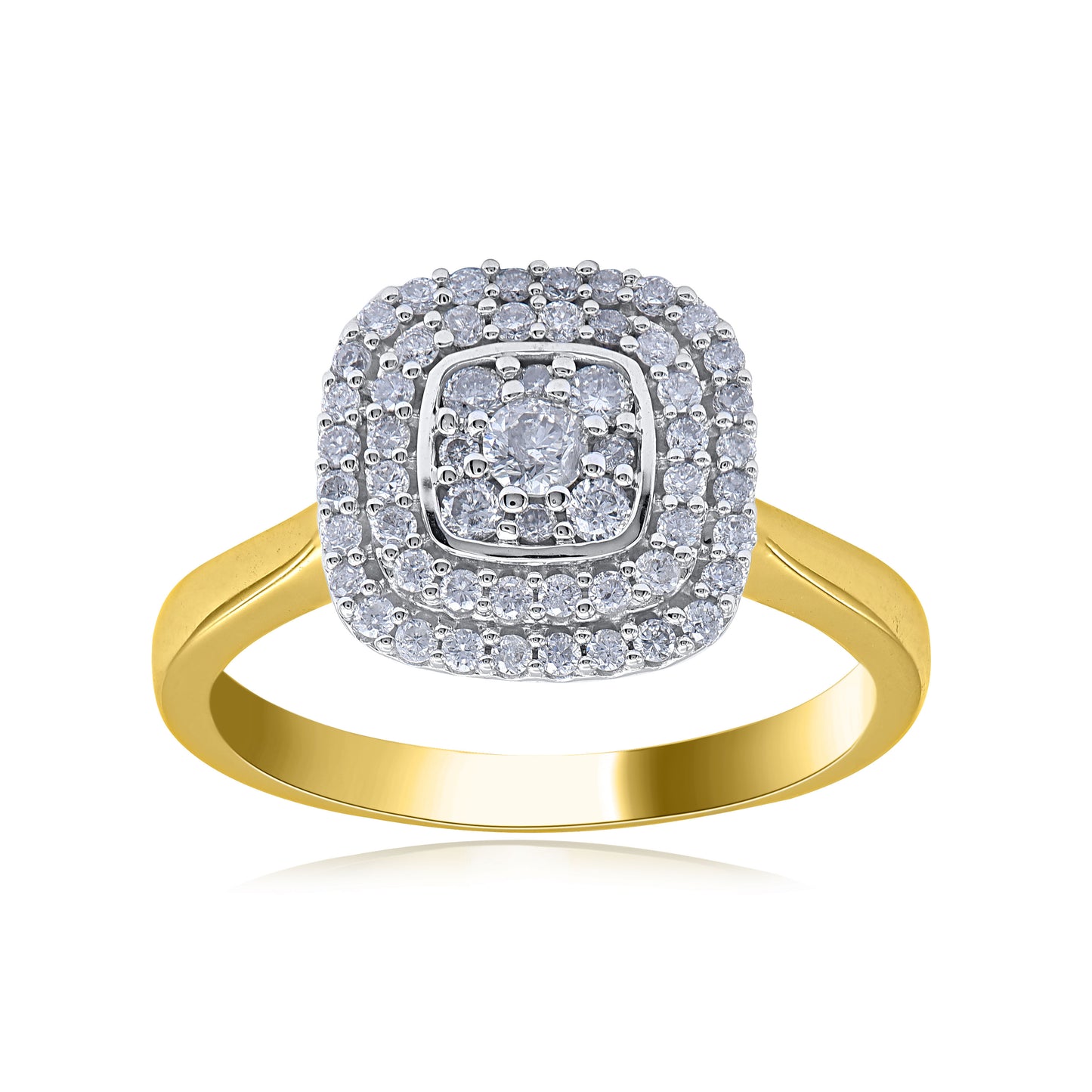 Cushion Shaped Cluster Halo Wedding Ring in 10KT Gold