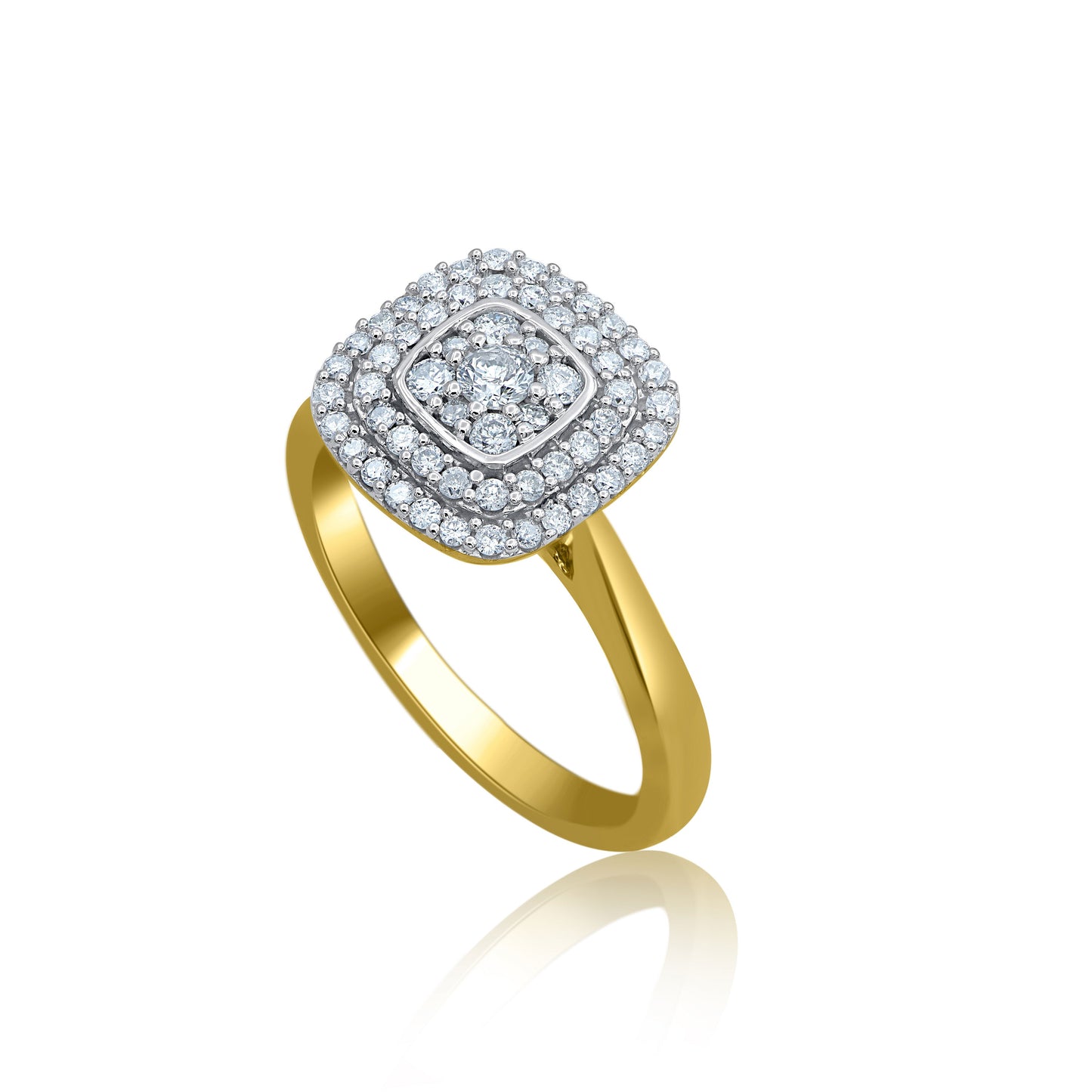 Cushion Shaped Cluster Halo Wedding Ring in 10KT Gold