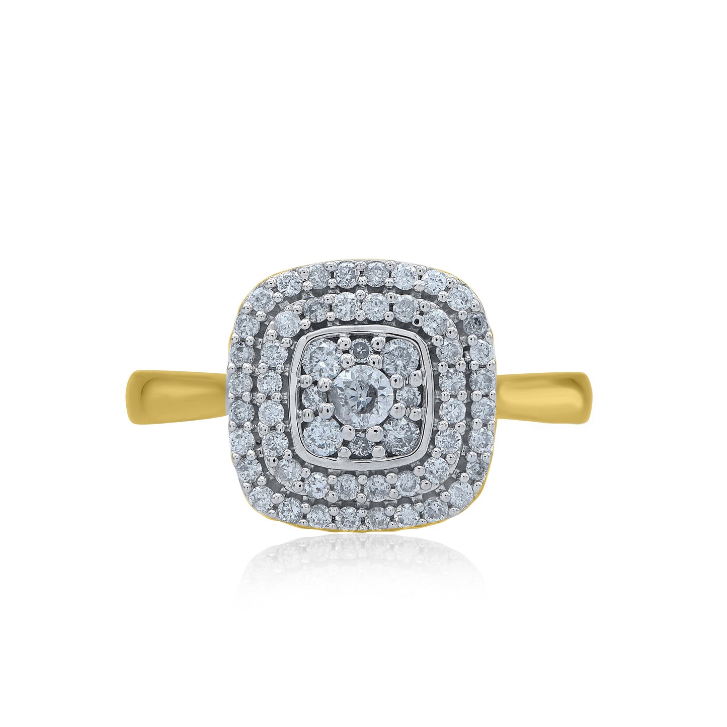 Cushion Shaped Cluster Halo Wedding Ring in 10KT Gold