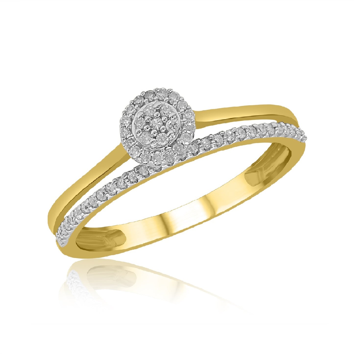 Split Shank Halo Ring in 10KT Gold