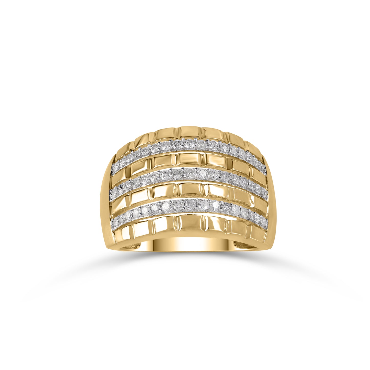 1/2 Carat Natural Diamond Multi-Row Band Ring in 10K Yellow Gold