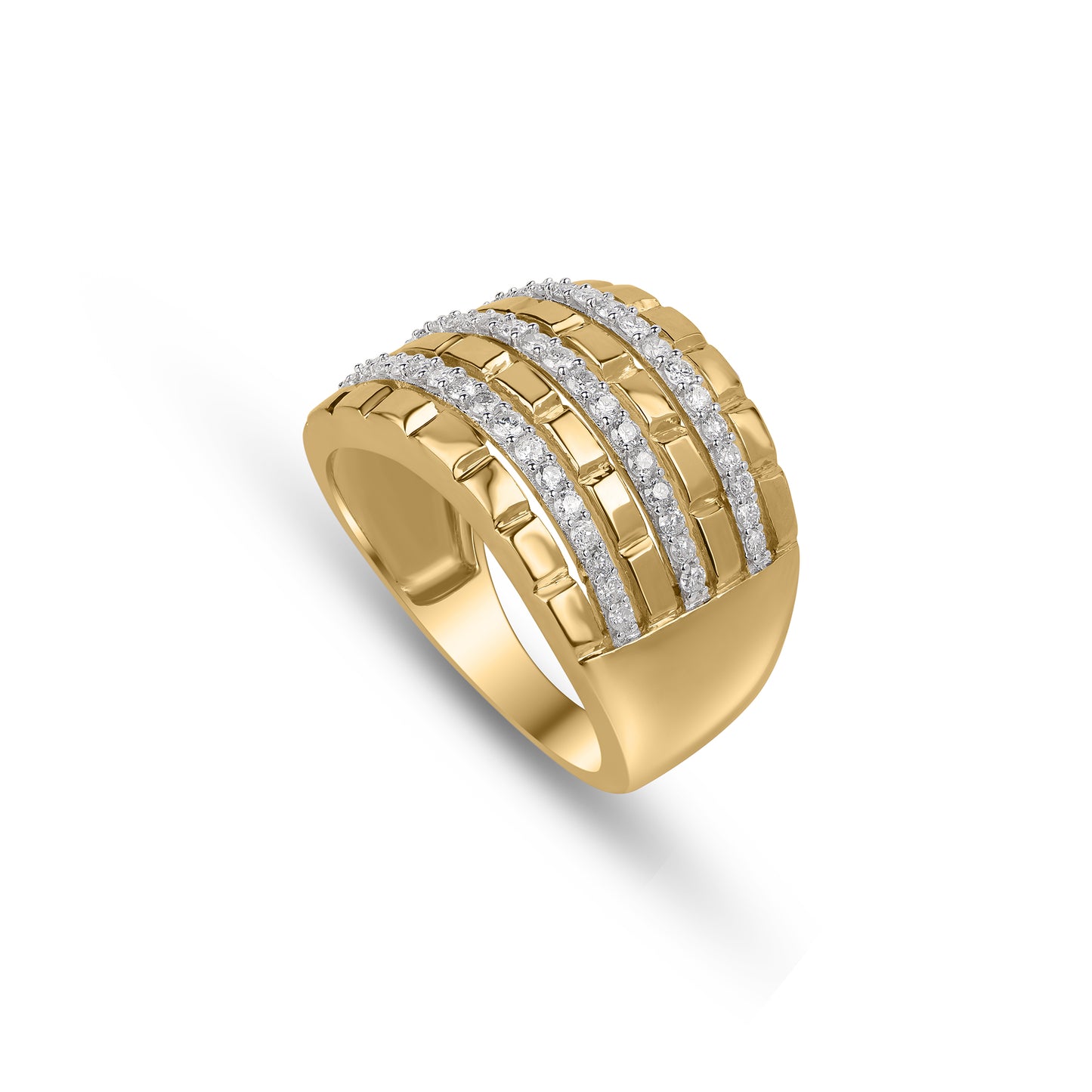 1/2 Carat Natural Diamond Multi-Row Band Ring in 10K Yellow Gold