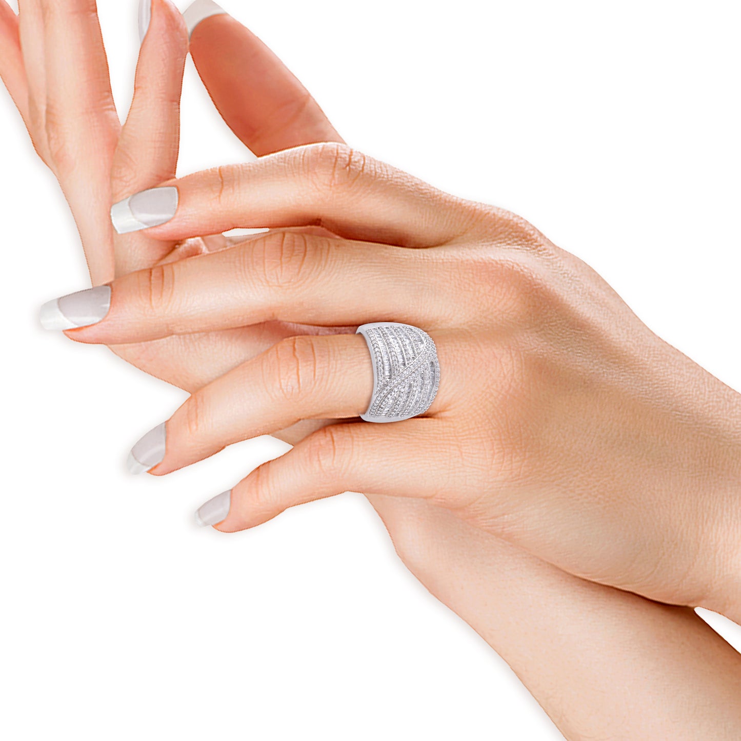 1 CT Multi-Row Diamond Band Ring in 14KT Gold