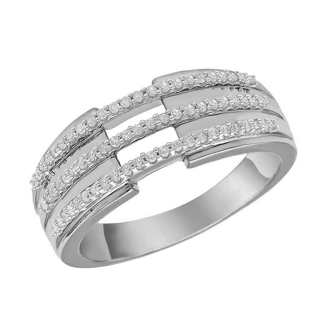 Three Row Wedding Band in 10K Gold