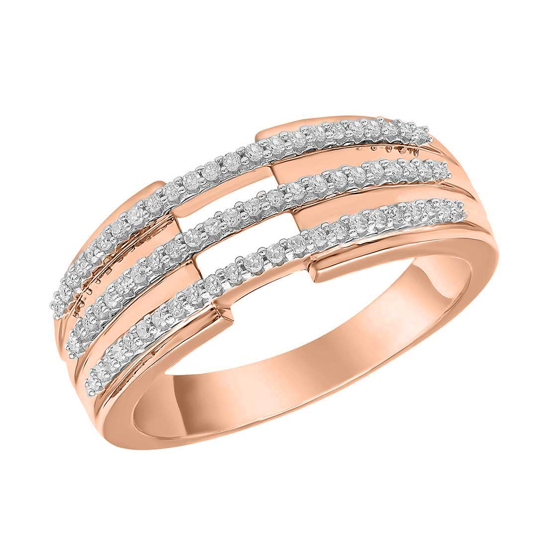 Three Row Wedding Band in 10K Gold