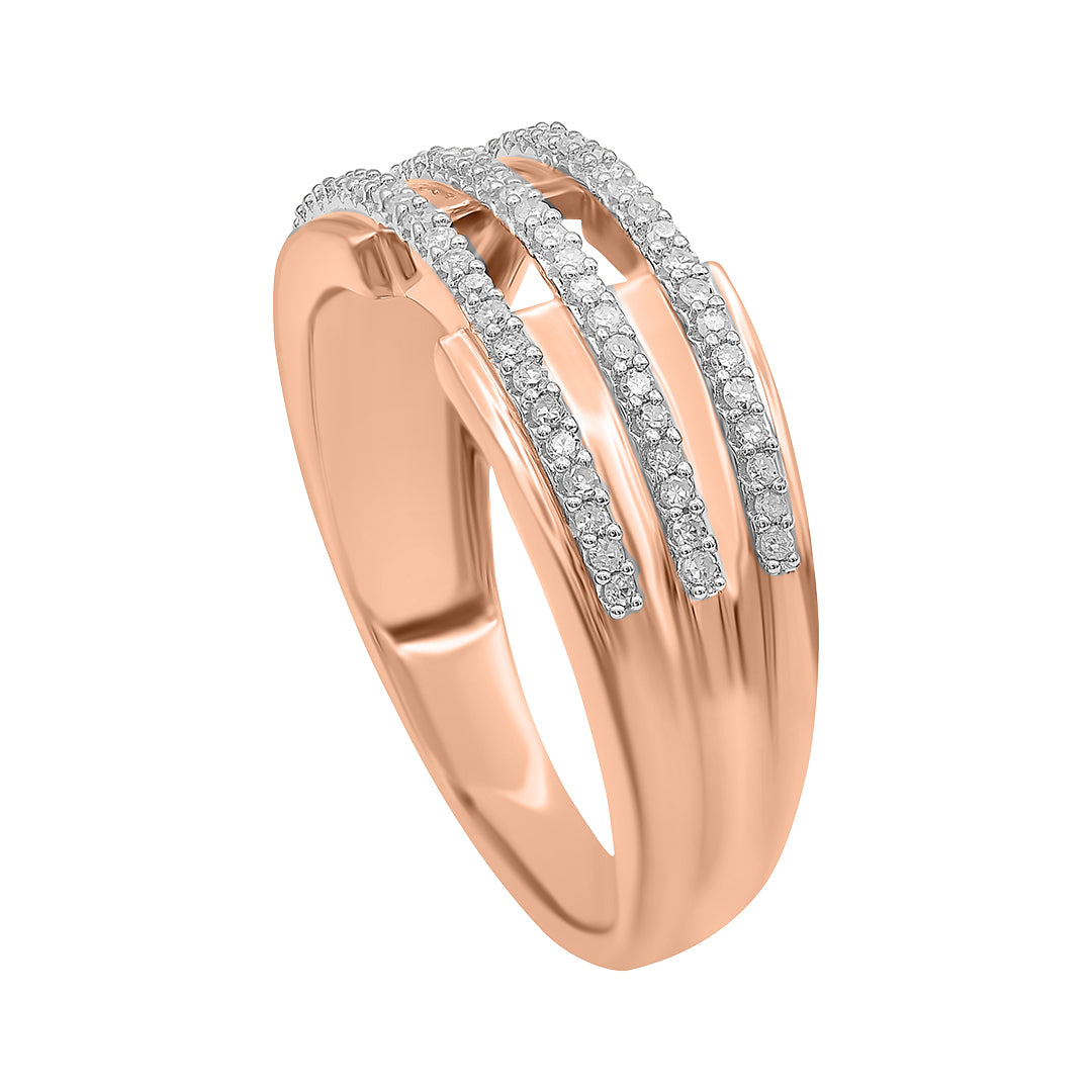 Three Row Wedding Band in 10K Gold