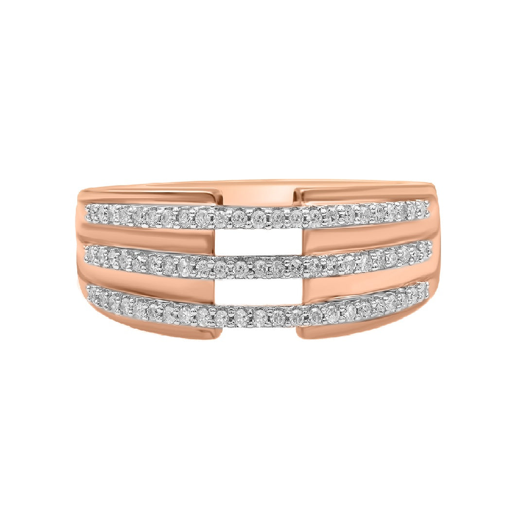 Three Row Wedding Band in 10K Gold