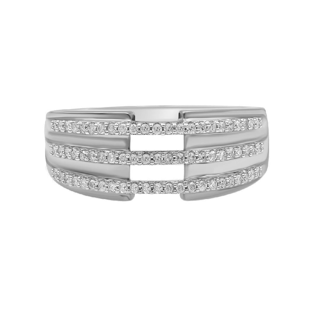 Three Row Wedding Band in 10K Gold
