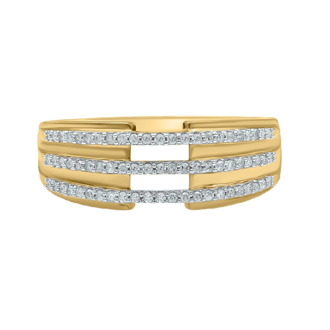 Three Row Wedding Band in 10K Gold