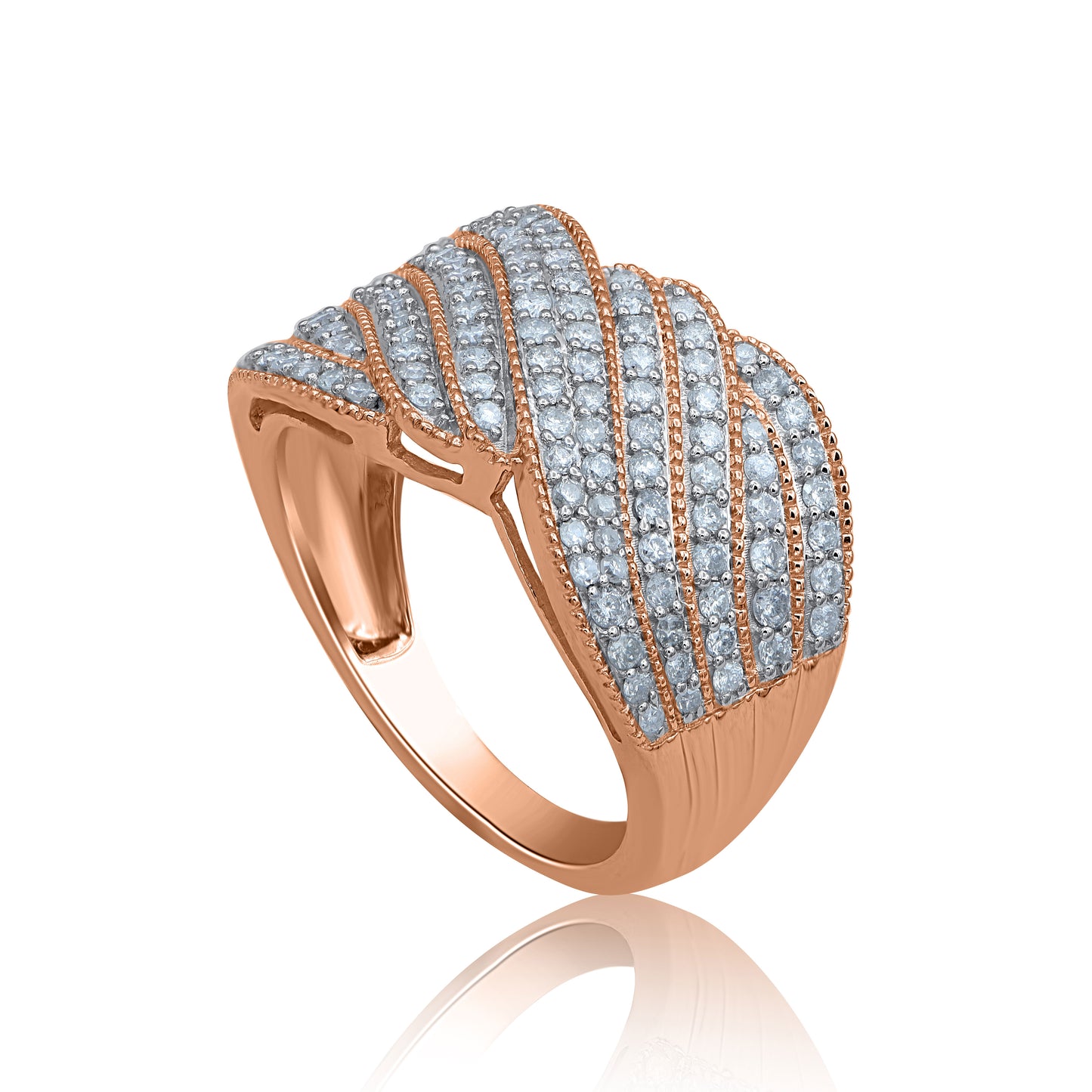 Layered Wave Multi Row Band in 14KT Gold