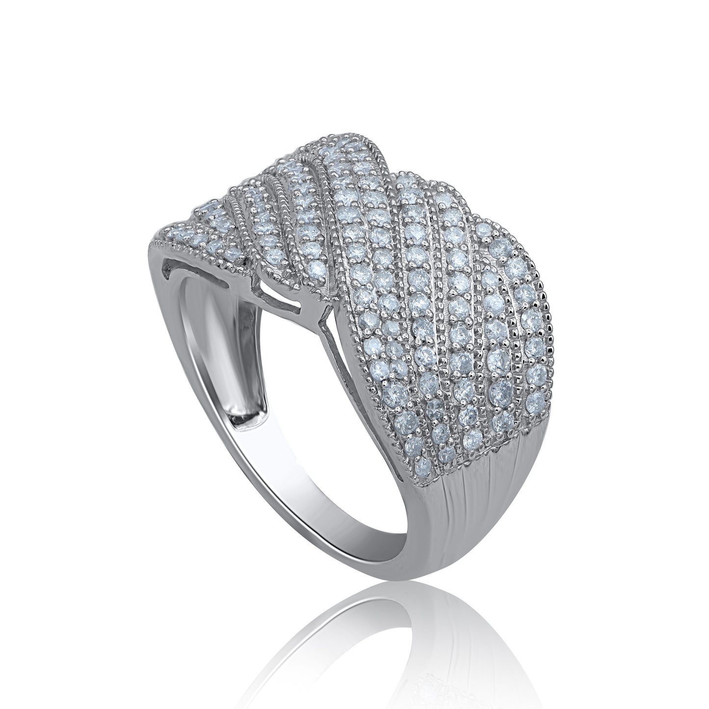 Layered Wave Multi Row Band in 14KT Gold